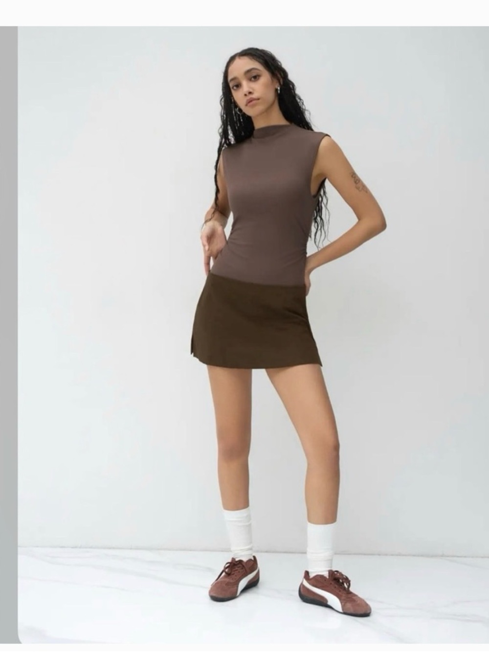 Cider Chocolate Brown Mini Skirt